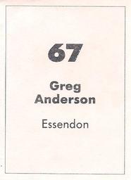 1990 Select AFL Stickers #67 Greg Anderson Back